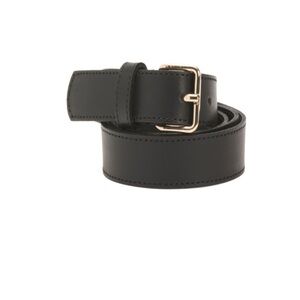 Genuine Italian Leather Belt Black Vera Pelle Women’s M Light Gold Square Buckle